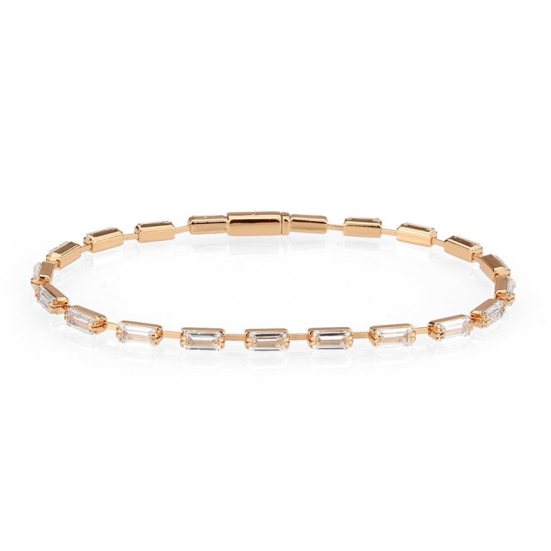3W1711 - Rose Gold Brass Bracelet With Aaa Grade Cz In Clear - 7