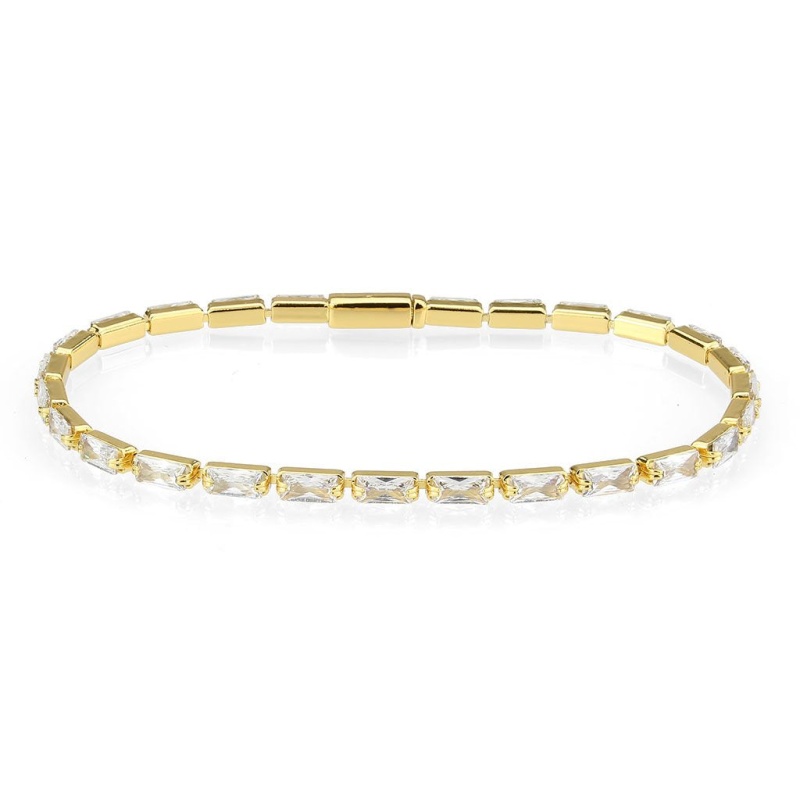 3W1716 - Gold Brass Bracelet With Aaa Grade Cz In Clear - 7
