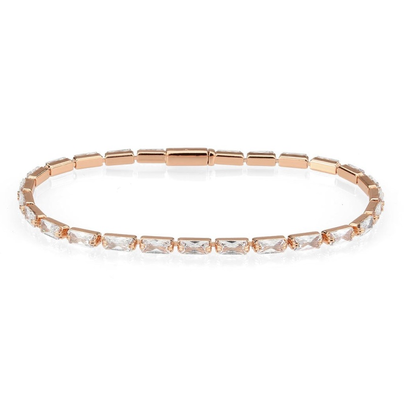 3W1717 - Rose Gold Brass Bracelet With Aaa Grade Cz In Clear - 7