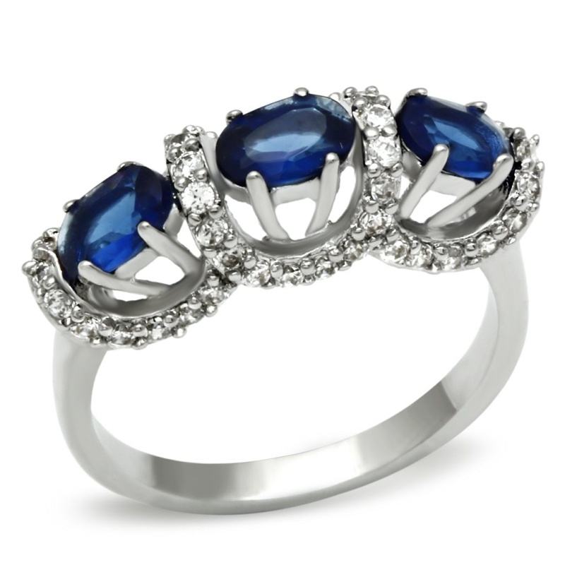 3W172 - Rhodium Brass Ring With Synthetic Synthetic Glass In Montana