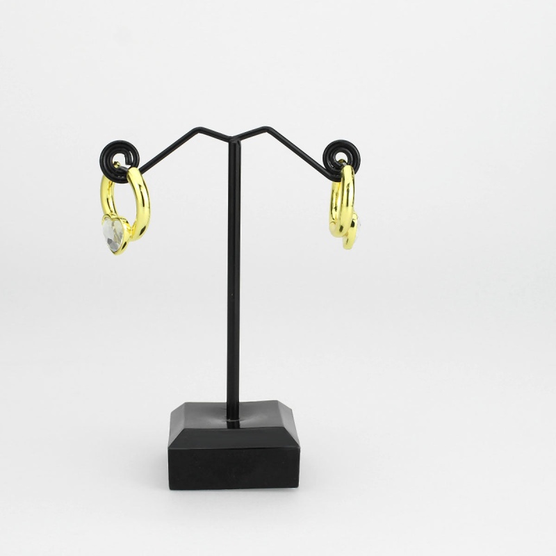 3W1747g - Flash Gold Brass Earring With Top Grade Crystal In Clear - N/a