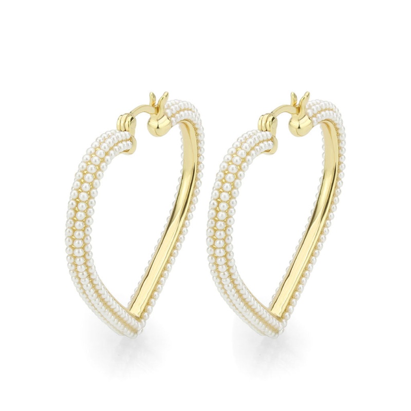 3W1782 - Flash Gold Brass Earring With Synthetic In White - N/a
