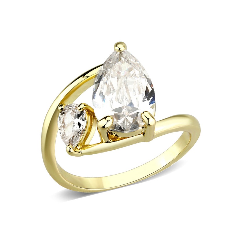 3W1800 - Flash Gold Brass Ring With Aaa Grade Cz In Clear