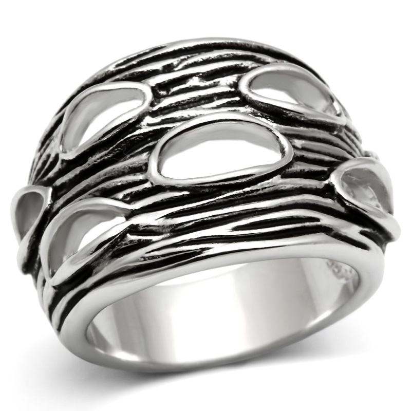 3W188 - Rhodium Brass Ring With No Stone