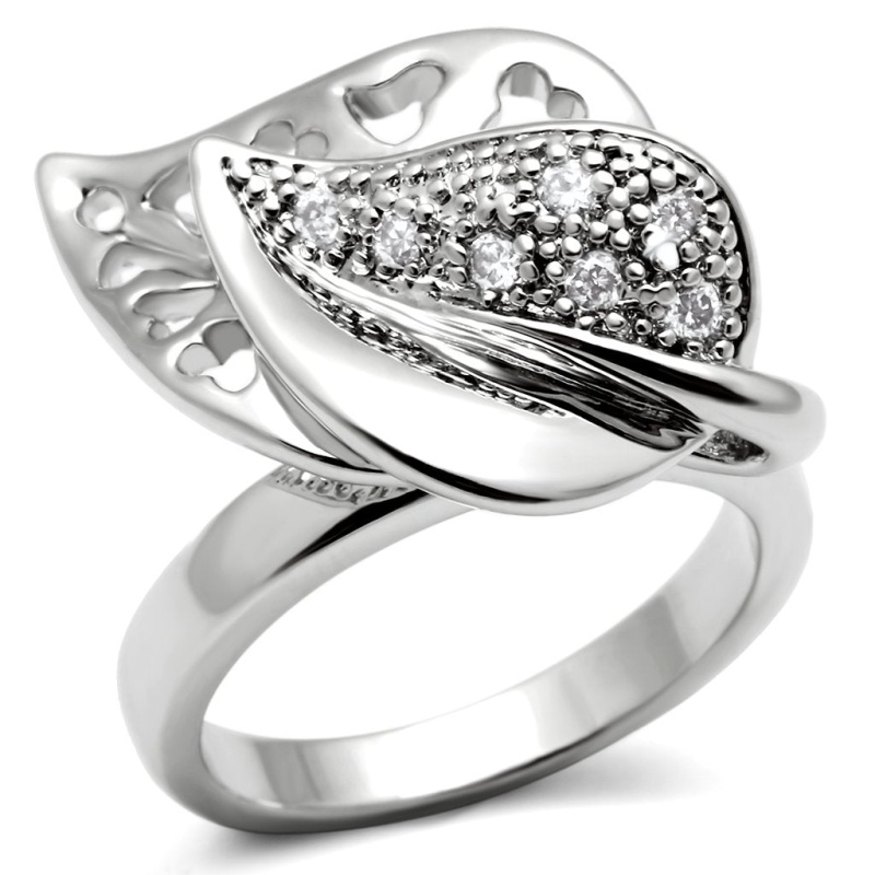 3W200 - Rhodium Brass Ring With Aaa Grade Cz In Clear