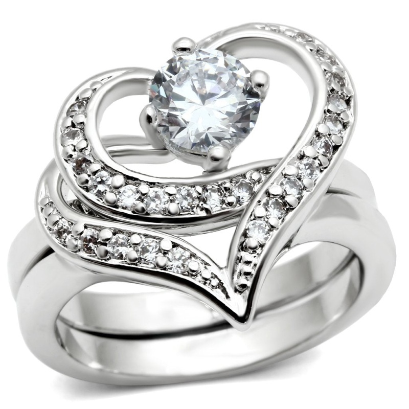 3W220 - Rhodium Brass Ring With Aaa Grade Cz In Clear