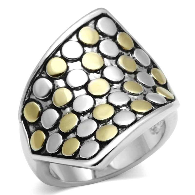 3W249 - Reverse Two-Tone Brass Ring With No Stone