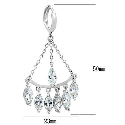 Rhodium Brass Earrings With Aaa Grade Cz In Clear