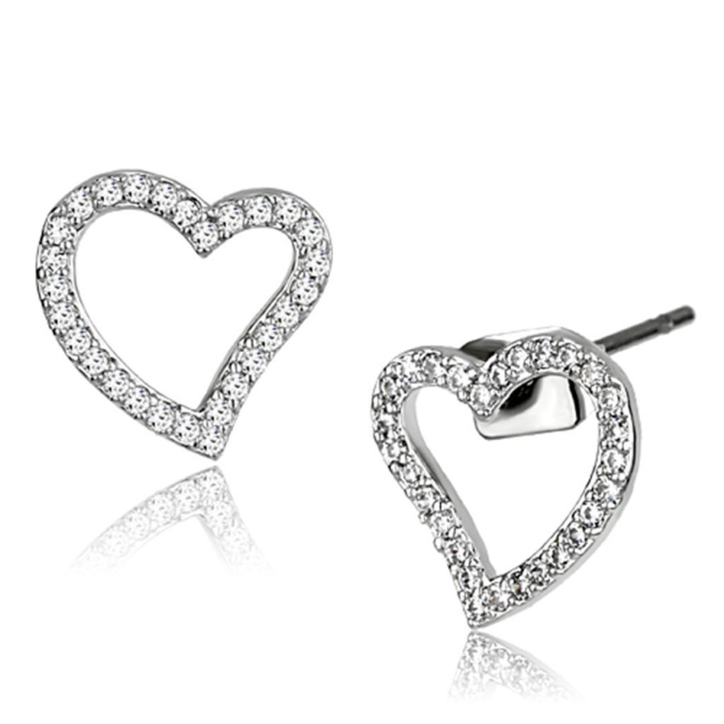 Rhodium Brass Earrings With Aaa Grade Cz In Clear