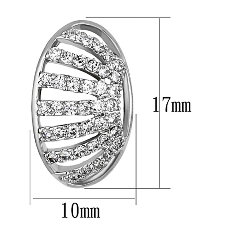 Rhodium Brass Earrings With Aaa Grade Cz In Clear