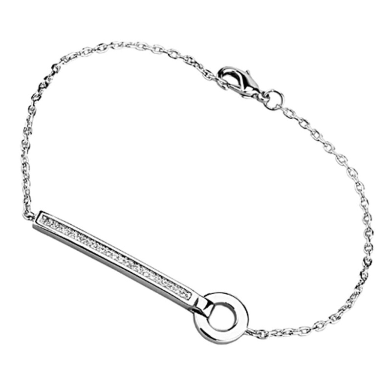 3W395 - Rhodium Brass Bracelet With Aaa Grade Cz In Clear - 7"