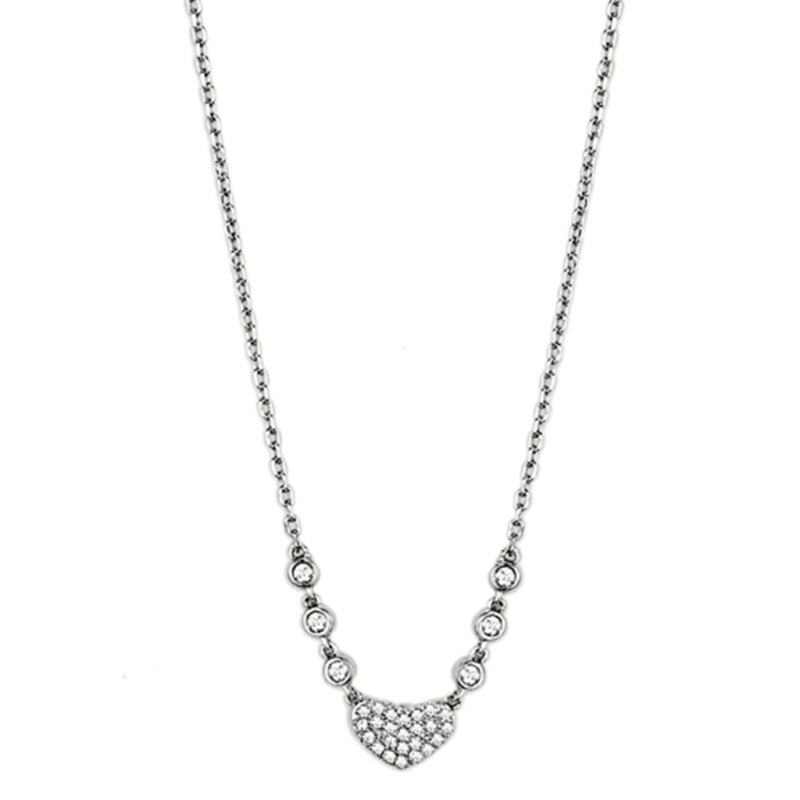 3W433 - Rhodium Brass Necklace With Aaa Grade Cz In Clear - 16"