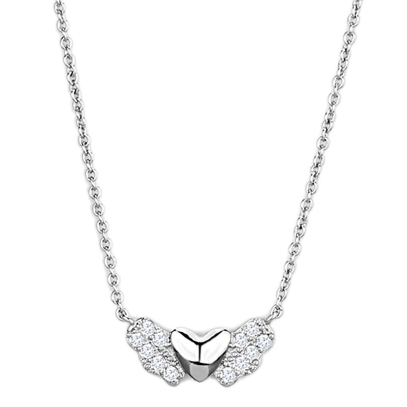 3W451 - Rhodium Brass Necklace With Aaa Grade Cz In Clear - 16"