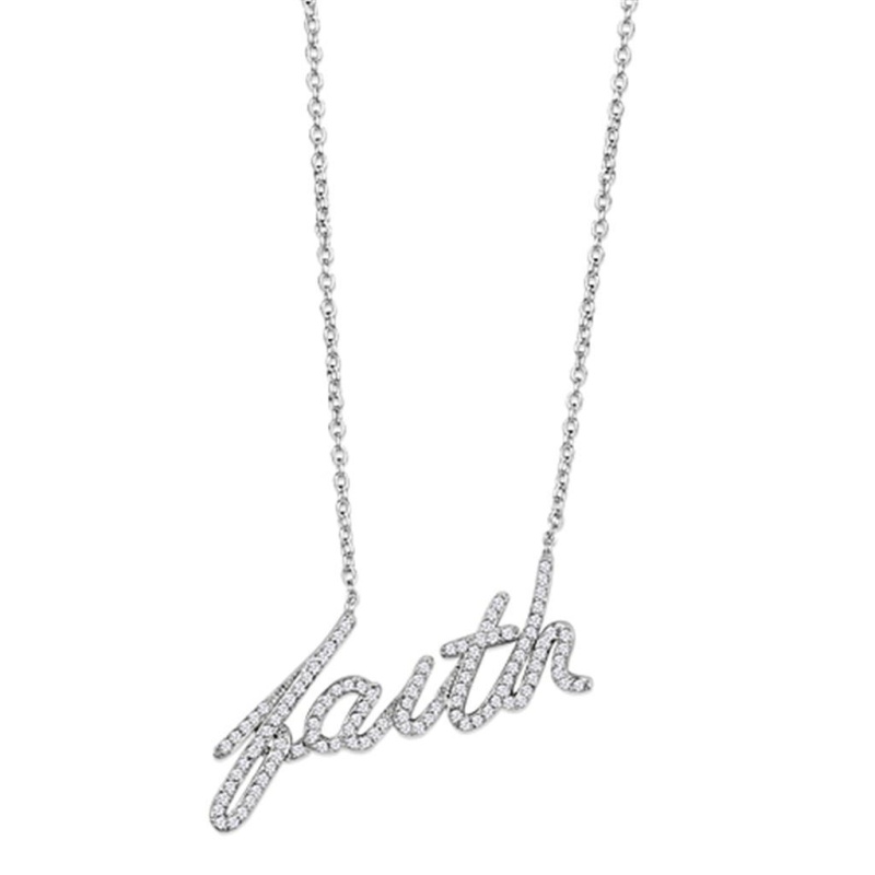 3W458 - Rhodium Brass Necklace With Aaa Grade Cz In Clear - 18"