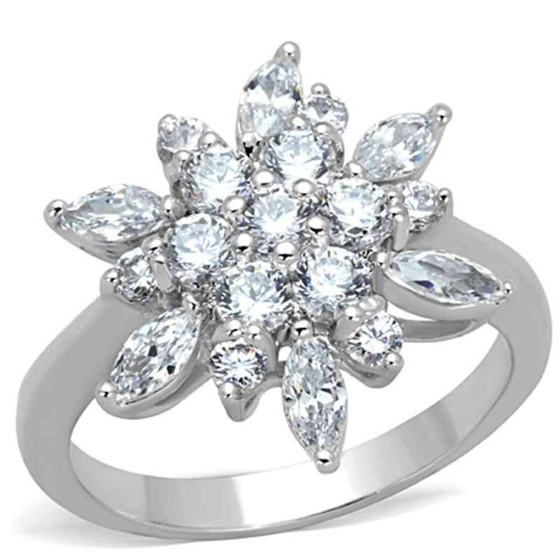 3W725 - Rhodium Brass Ring With Aaa Grade Cz In Clear