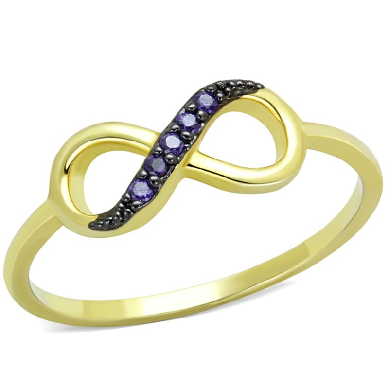 3W727 - Gold+Ruthenium Brass Ring With Aaa Grade Cz In Tanzanite