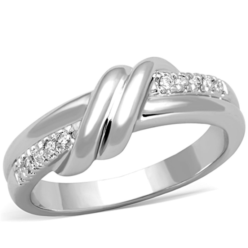 3W741 - Rhodium Brass Ring With Aaa Grade Cz In Clear