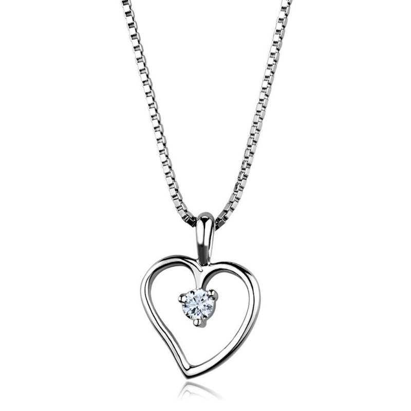 3W797 - Rhodium Brass Chain Pendant With Aaa Grade Cz In Clear