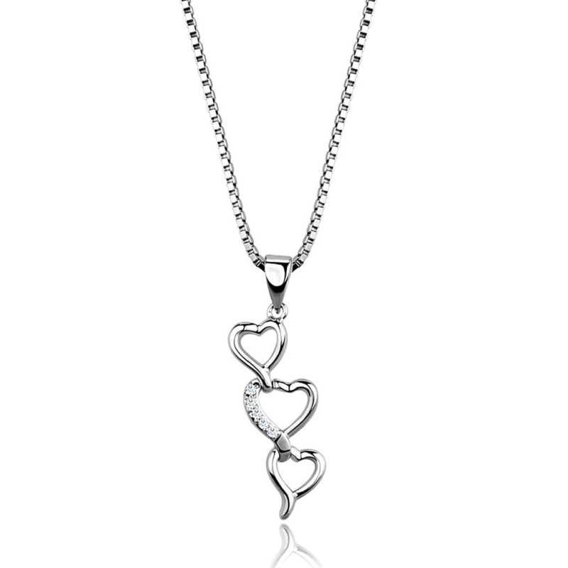 3W843 - Rhodium Brass Chain Pendant With Aaa Grade Cz In Clear