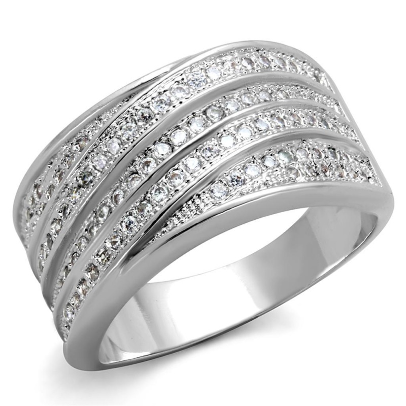 3W882 - Rhodium Brass Ring With Aaa Grade Cz In Clear