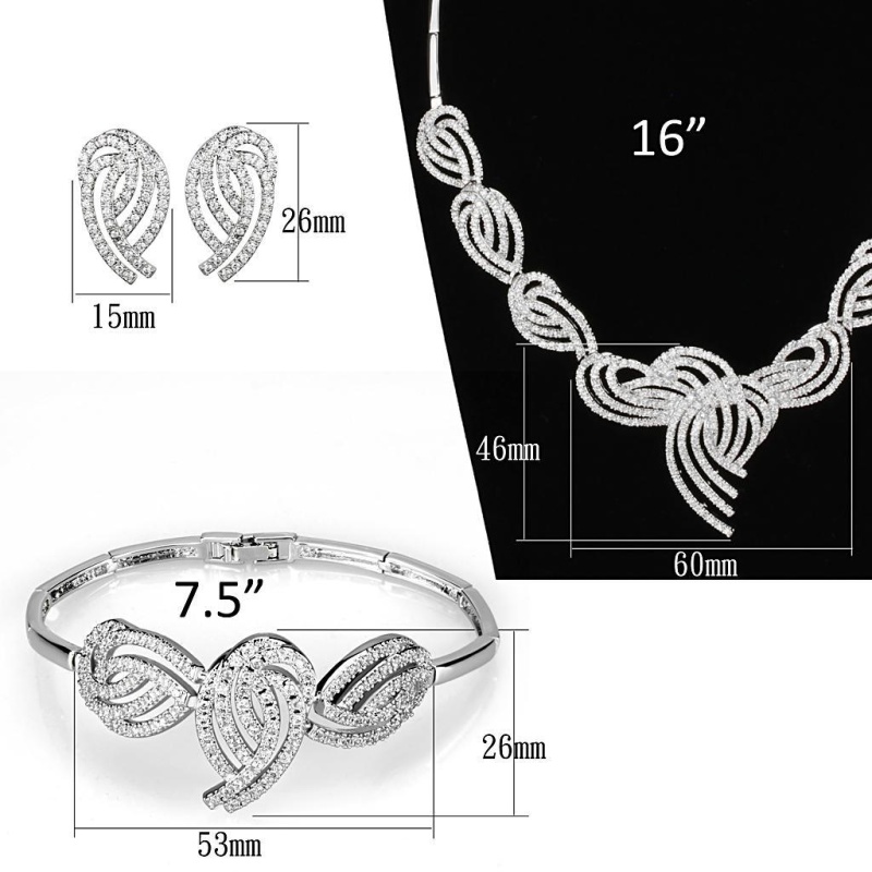 Rhodium Brass Jewelry Sets With Aaa Grade Cz In Clear