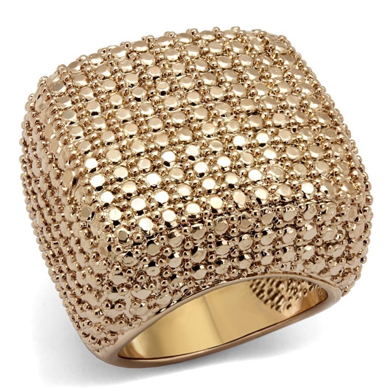 3W934 - Ip Rose Gold(Ion Plating) Brass Ring With Aaa Grade Cz In Metallic Light Gold