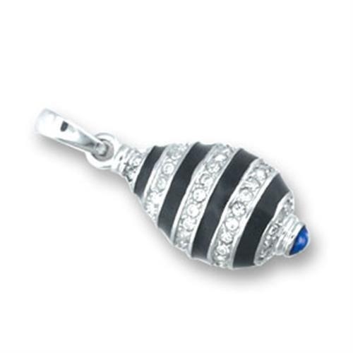 High-Polished 925 Sterling Silver Pendant With Top Grade Crystal In Clear - Pcs