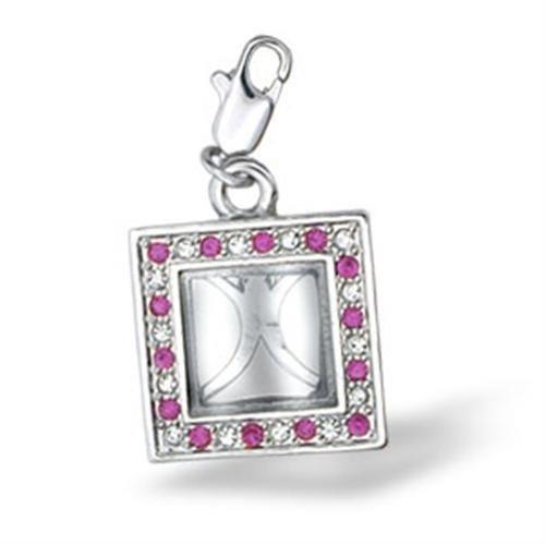 Rhodium Brass Pendant With Top Grade Crystal In Rose - Pcs
