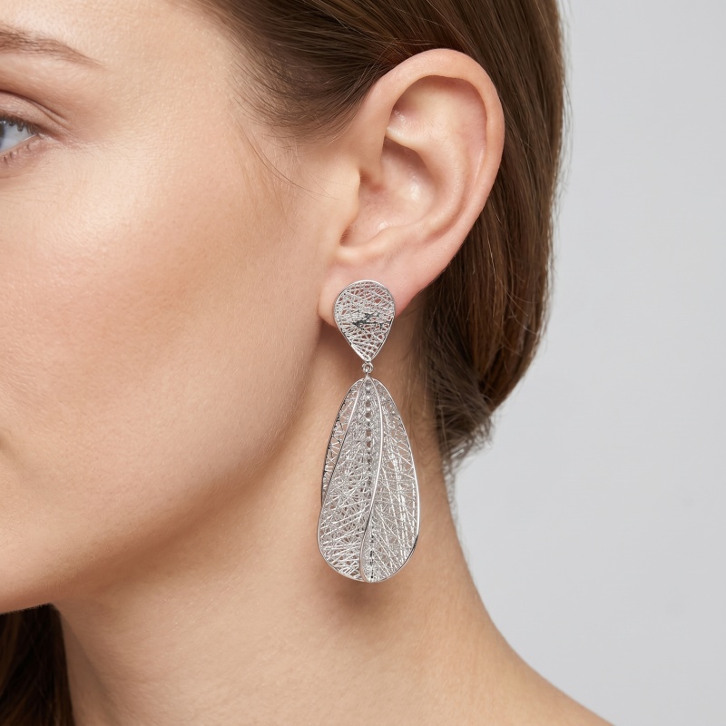 Earring, Brass, Imitation Rhodium Plated , No Stone,