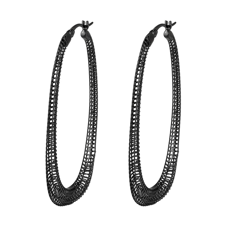 Earring, Brass, Tin Cobalt Black , , No Stone