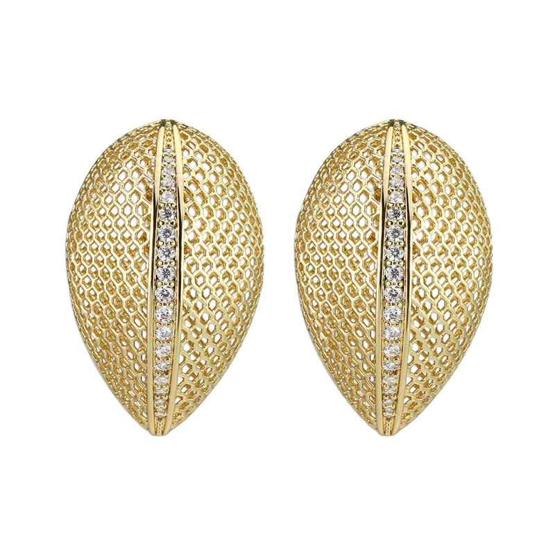 Earring, Brass, Imitation Gold , Aaa Grade Cz, Clear