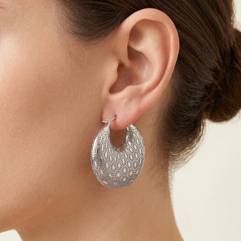 Earring, Brass, Imitation Rhodium Plated , No Stone