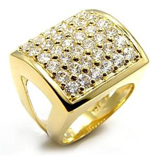 7X003 - Gold Brass Ring With Aaa Grade Cz In Clear