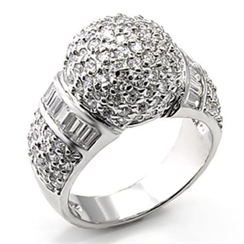 7X166 - Rhodium 925 Sterling Silver Ring With Aaa Grade Cz In Clear