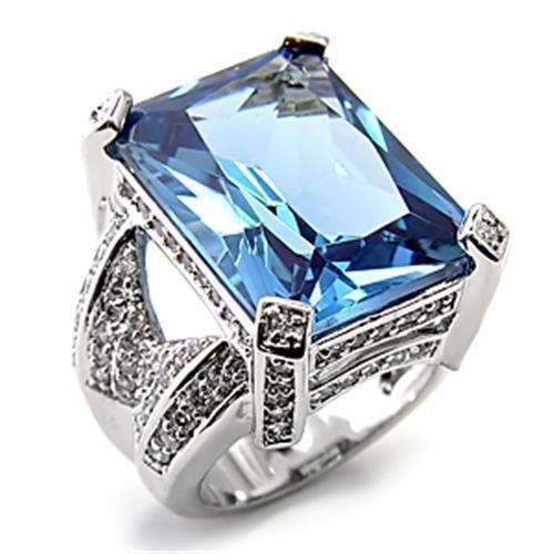7X315 - Rhodium 925 Sterling Silver Ring With Aaa Grade Cz Spinel In London Blue - 5