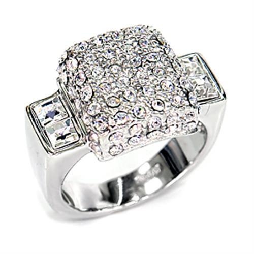7X384 - Rhodium 925 Sterling Silver Ring With Top Grade Crystal In Clear