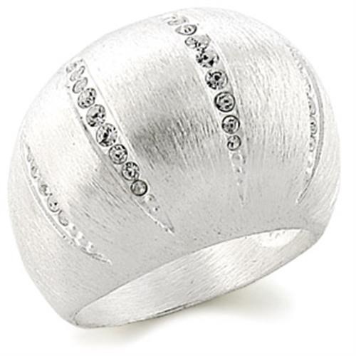 9W177 - Silver Brass Ring With Top Grade Crystal In Clear