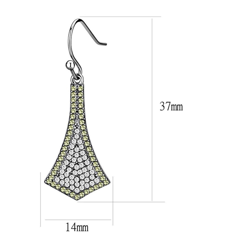 High Polished (No Plating) Stainless Steel Earrings With Aaa Grade Cz In Topaz