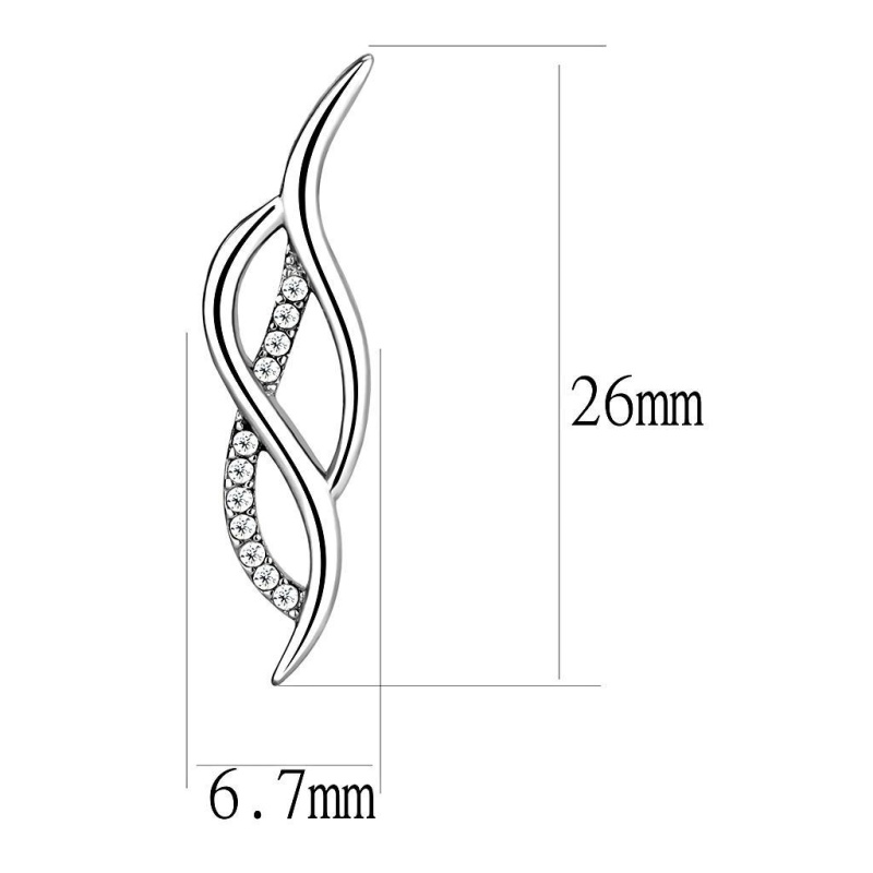 High Polished (No Plating) Stainless Steel Earrings With Aaa Grade Cz In Clear