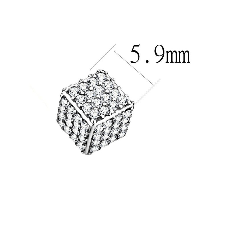 High Polished (No Plating) Stainless Steel Earrings With Aaa Grade Cz In Clear