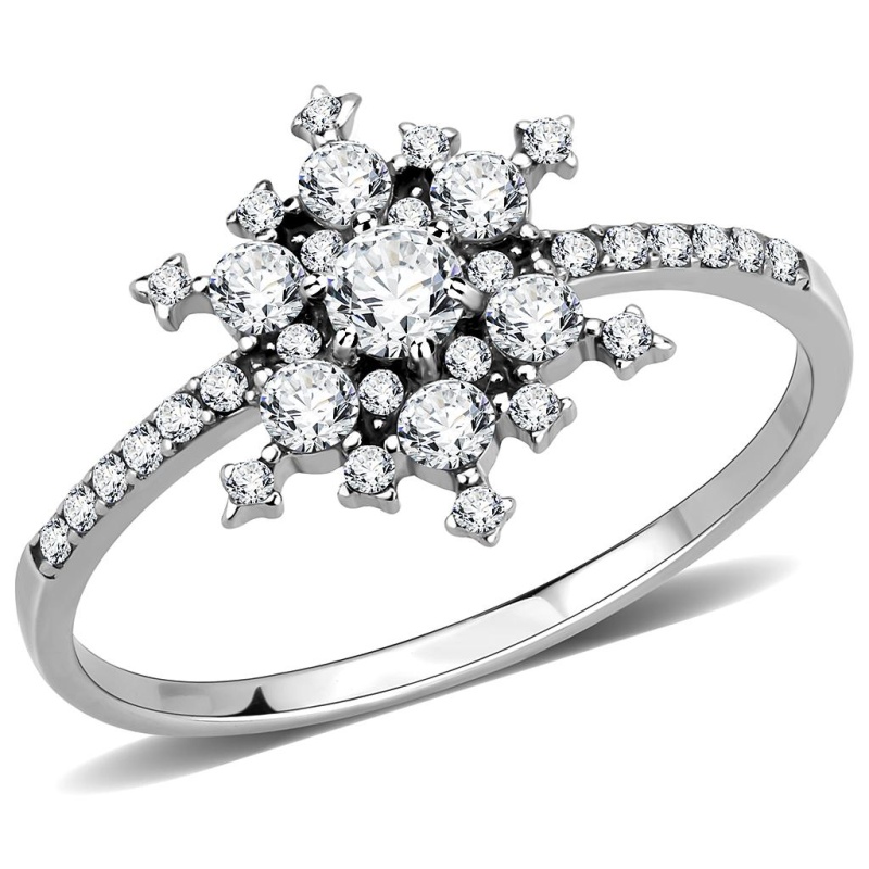 Da317 - No Plating Stainless Steel Ring With Aaa Grade Cz In Clear