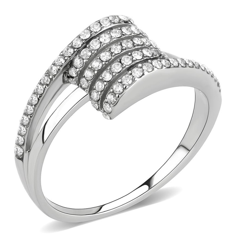 Da342 - No Plating Stainless Steel Ring With Aaa Grade Cz In Clear