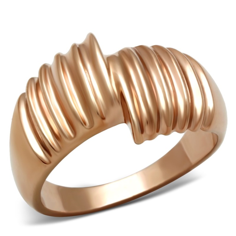 Gl212 - Ip Rose Gold(Ion Plating) Brass Ring With No Stone