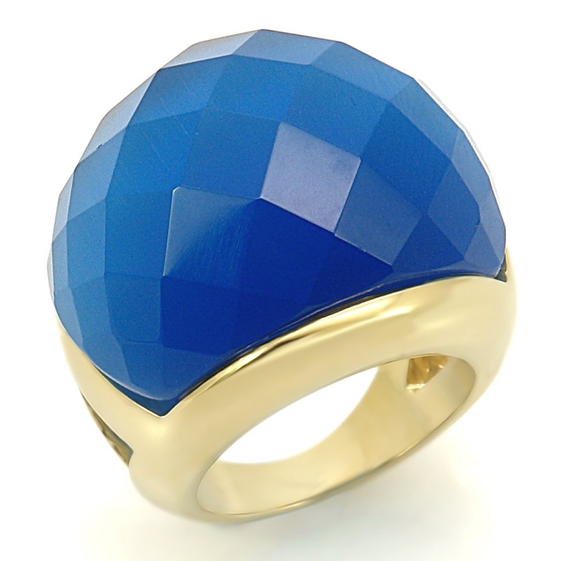 Lo1042 - Gold Brass Ring With Synthetic Cat Eye In Montana