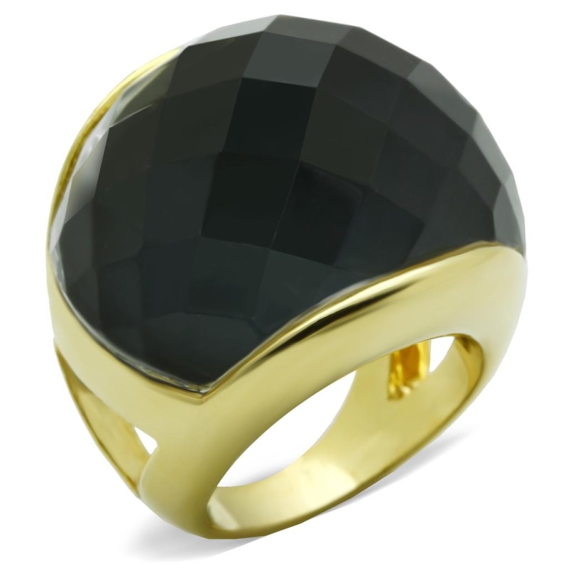 Lo1172 - Gold Brass Ring With Precious Stone Conch In White