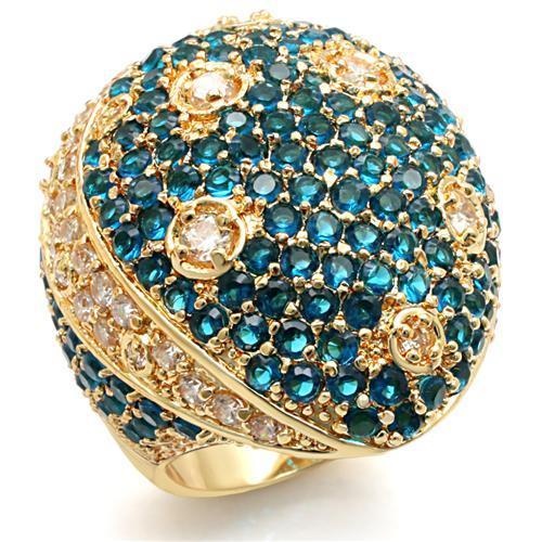 Lo1491 - Imitation Gold Brass Ring With Synthetic Synthetic Glass In Montana