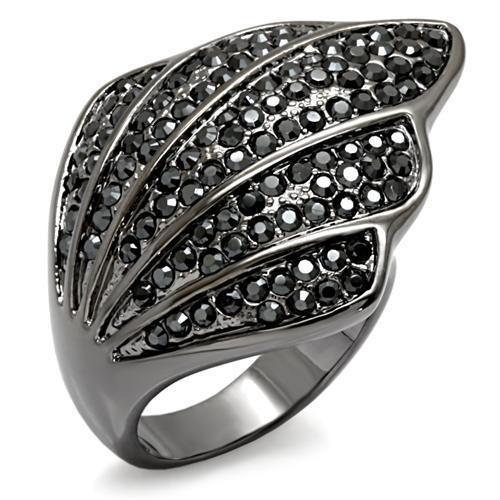 Lo1624 - Tin Cobalt Black Brass Ring With Top Grade Crystal In Jet
