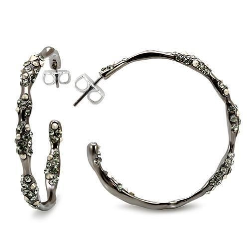 Ruthenium Brass Earrings With Top Grade Crystal In Black Diamond