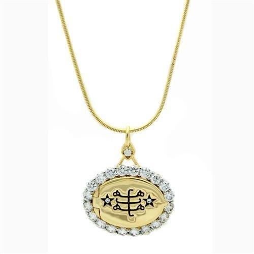 Lo1943 - Gold+Rhodium Brass Chain Pendant With Aaa Grade Cz In Clear - 18"