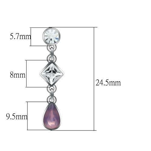 Rhodium White Metal Earrings With Top Grade Crystal In Clear
